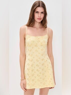 Full Bloom Mini Slip Dress in Banana Cream